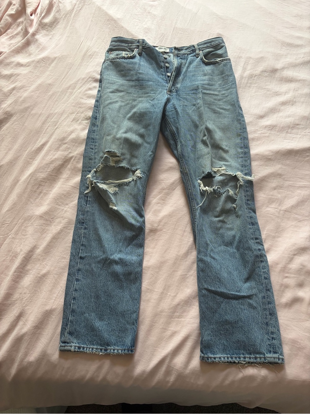 Classic High-Rise Distressed Blue Women’s Jeans
